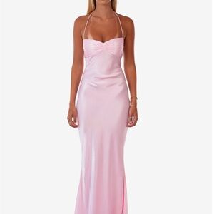 Elegant Pink Halter Maxi Dress